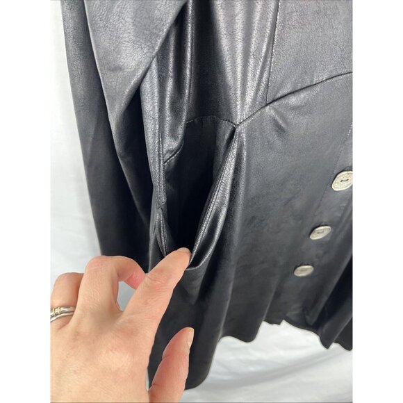 Kozan Slinky Faux Leather Mini Dress/Oversized Top w/ Metal Button Womens Size M - Picture 8 of 12